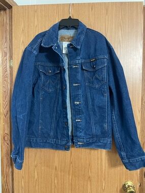 Wrangler Dark Blue Denim Shirt Jacket with Chest Flaps